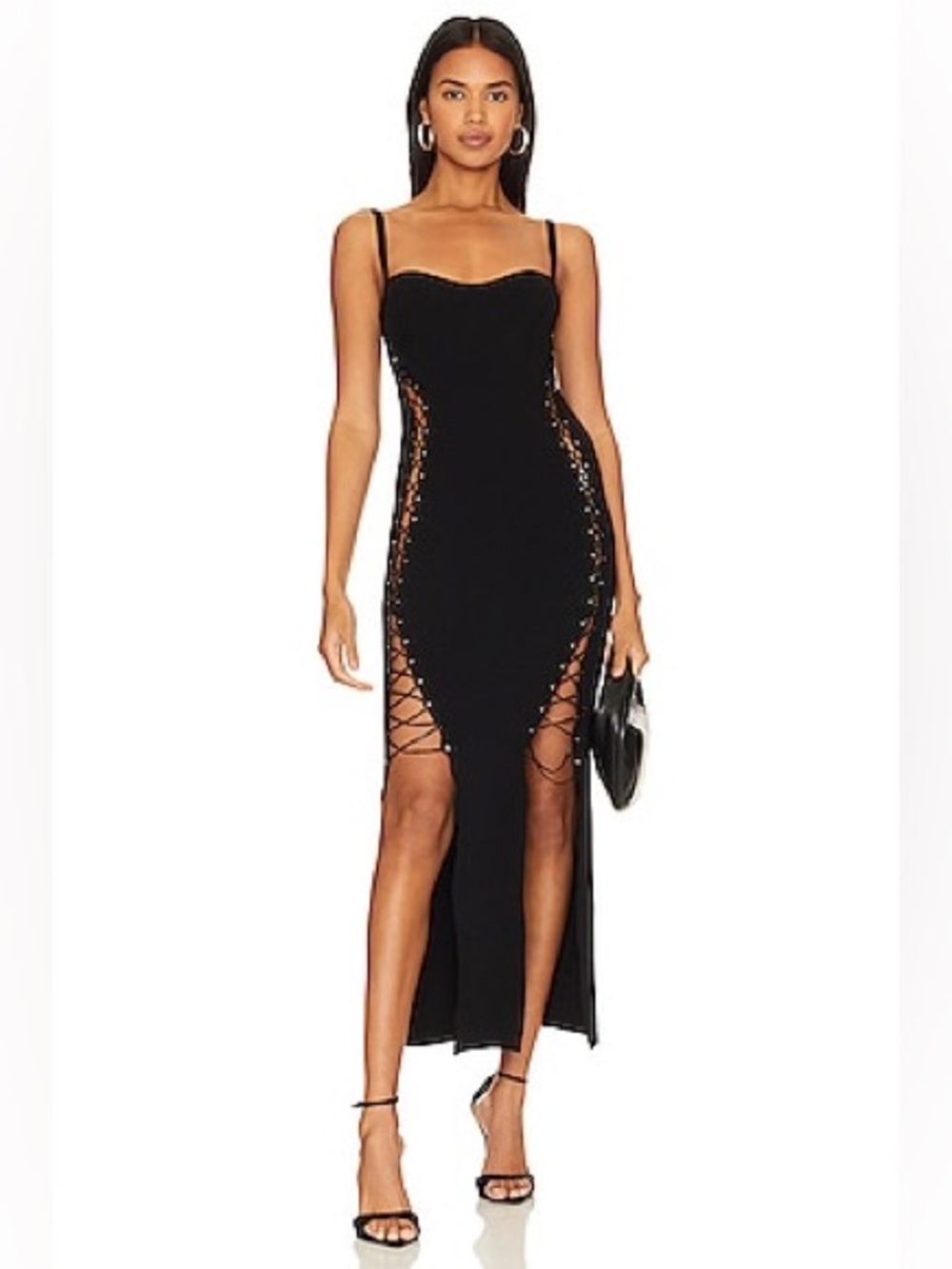 Nicholas | Palmer Sleeveless Lace Up Dress in Black